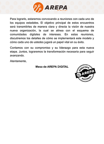 Comunicado de la Mesa - Recordatorio sobre el proceso de reestructuración del partido (2)